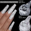 Picture of MIZHSE Reflective Glitter Gel Nail Polish, Silver Nail Gel Sparkly Shiny Gel Polish, Soak Off Nail Art Salon Varnish for Beginners Manicure DIY at Home