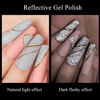 Picture of MIZHSE Reflective Glitter Gel Nail Polish, Silver Nail Gel Sparkly Shiny Gel Polish, Soak Off Nail Art Salon Varnish for Beginners Manicure DIY at Home
