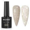 Picture of MIZHSE Reflective Glitter Gel Nail Polish, Light Gold Sparkly Shiny Gel Polish, Shimmer Nail Gel Soak Off Nail Art Manicure DIY at Home