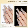 Picture of MIZHSE Reflective Glitter Gel Nail Polish, Light Gold Sparkly Shiny Gel Polish, Shimmer Nail Gel Soak Off Nail Art Manicure DIY at Home