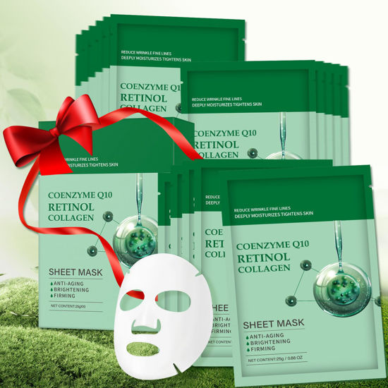 Picture of Collagen Face Sheet Mask Anti Aging Face Mask Skin Care Face Mask Sheets Collagen Face Mask Sheets Pack With Retinol Sheet Face Masks Facial Mask for Women Face Masks beauty Sheet Masks Gift for Women