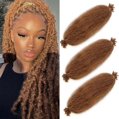 Picture of 24 Inch 3 Packs Springy Afro Twist Hair Pre Fluffed Spring Twist Hair For Distressed Soft Locs Light Golden Brown Afro Twist Hair Natural Marley Twist Braiding Hair Extensions (24 Inch 3Pcs, 27#)