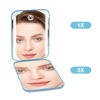 Picture of Kintion Rechargeable Pocket Mirror, Double Sided 1X/3X Magnification Compact Vanity Mirror, 3 Color Lights, Dimmable, Small Portable Wallet Mirror, Lighted Travel Mirror for Women Gifts, Blue