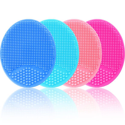 Picture of Face Scrubber, Facial Exfoliator, Face Scrub Brush, Soft Face Brush, Silicone Facial Cleansing Brush, Face Exfoliator Blackhead Acne Pore Cradle Cap Face Wash Brush for Deep Cleaning Skin Care 4 Pack