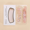 Picture of RUOKEXIN Square Press on Nails White French Tip Fake Nails Medium False Nails with Glitter Designs Full Cover Glue on Nails Sparkly Artificial Nails Cute Stick on Nails for Women 24Pcs