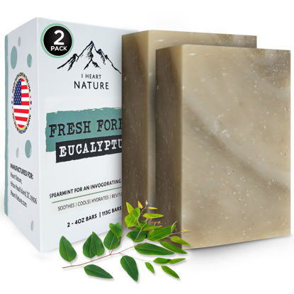 Picture of Fresh Forest Eucalyptus Soap Bar (2 Pack) with Spearmint for an Invigorating and Soothing Cleanse - Face & Body Wash Soap - Infused with Shea Butter for Rich Creamy Lather & Long-Lasting Freshness