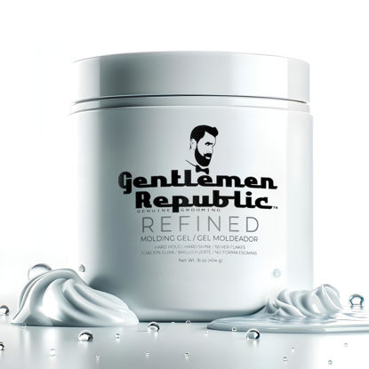 Picture of Gentlemen Republic 16oz Refined Hair Gel for Men - Premium Men's Hair Styling Product, 24 Hour High Hold & Shine. No Beeswax, Alcohol, or Parabens, Humidity Resistant