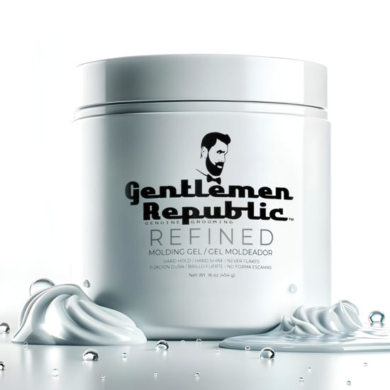 Picture of Gentlemen Republic 16oz Refined Hair Gel for Men - Premium Men's Hair Styling Product, 24 Hour High Hold & Shine. No Beeswax, Alcohol, or Parabens, Humidity Resistant