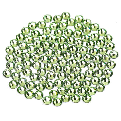 Picture of Novani Crystal Rhinestones, Flatback Loose Gemstones 288pcs Glass Rhinestones for Clothes Shoes Crafts Makeup Nail Art and DIY Decorations(SS30, Light Green)