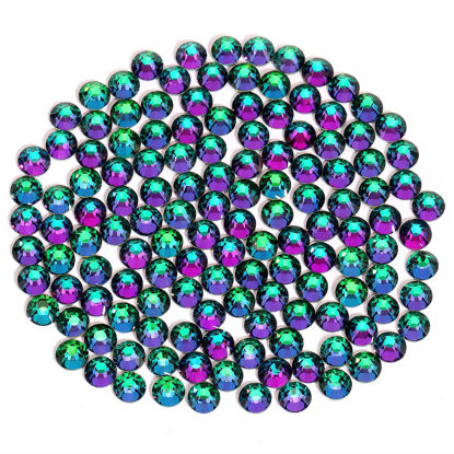 Picture of Novani Rhinestones 3000Pcs Flatback Crystal Round Loose Gemstones Glass Rhinestones for Crafts Makeup Nail Art Clothes Shoes DIY Decorations(SS6, 1.9-2.0mm,Green Flame)