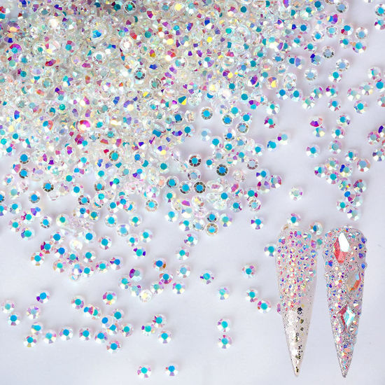 Picture of 5760 Pieces Flatback Rhinestones for Nails 1.2MM Nail Rhinestones Gems Jewels Diamond Glass Mini AB Crystal Gemstones Bling Stones for Crafts Makeup Face Eyes,Transparent AB