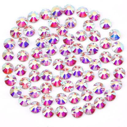 Picture of Novani Rhinestones 3000Pcs Flatback Crystal Round Loose Gemstones Glass Rhinestones for Crafts Makeup Nail Art Clothes Shoes DIY Decorations(SS10, 2.7-2.9mm,Crystal AB)