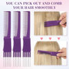 Picture of Leinuosen 3 Pack Carbon Lift Teasing Combs with Metal Prong, Hair Pick Comb for Women Hair Styling(Purple)