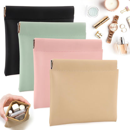 Picture of BUSOHA 4 PCS Small Makeup Bag for Purse, Mini Portable Cosmetic Bags for Women, Coin Purse Lipstick Cosmetic Accessories Organizer, Small Travel Kit Storage Pouch