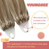 Picture of YoungSee Microbead Hair Extensions Brown Highlight Microloop Hair Extensions Human Hair Light Brown and Blonde Highlight Micro Bead Human Hair Extensions for Short Hair 14 Inch 50s/50g
