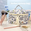 Picture of PAZIMIIK Cotton Makeup Bag for Women Large Quilted Travel Cosmetic Case Girls' Make Up Organizer,Leaf White