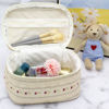 Picture of PAZIMIIK Cotton Makeup Bag for Women Large Quilted Travel Cosmetic Case Girls' Make Up Organizer,Little Flower Beige