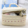 Picture of PAZIMIIK Cotton Makeup Bag for Women Large Quilted Travel Cosmetic Case Girls' Make Up Organizer,Little Flower Beige