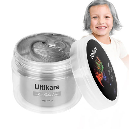 Picture of Ultikare Temporary Hair Color Wax, Grey, Natural Hair Wax Color Mud Cream for Dark Hair, Washable, Kids, Halloween, Cosplay, Party, Girls