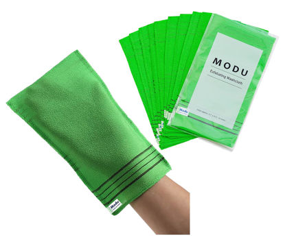 Picture of Modu 10 Pcs Korean Exfoliating Mitt Bath Washcloth 9.1 X 6 in-Asian Italy Towel (Large 10 Pcs Green)
