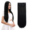 Picture of REECHO 18" Straight Long 4 PCS Set Thick Clip in on Hair Extensions Natural Black