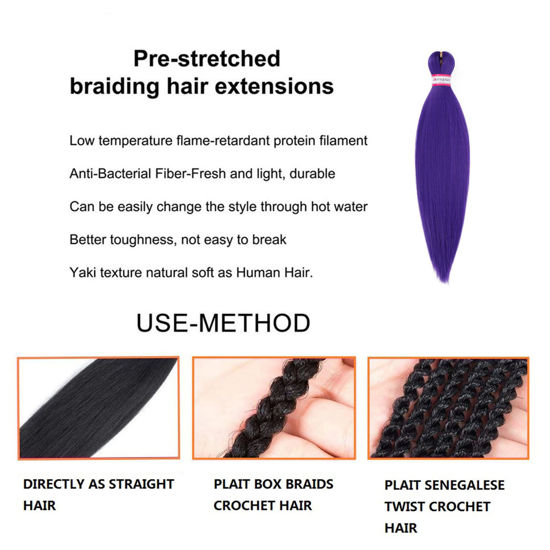 Purple Hair Extensions | Purple Braiding Hair | 26 Inch Pre