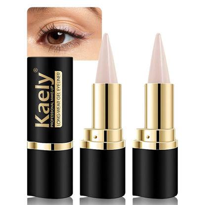 Picture of evpct 2Pcs Nude Gel Eyeliner Pencil Eye Black Face Paint Stick Makeup Set Waterproof Matte Cream Crayon Eyeliner Pencil Set Cat Eye Liners Eyeshadow Guide delineador de ojos contra el agua