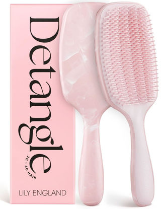 Picture of Lily England Curly Hair Brush - Detangling & Styling Tool with Flexible Bristles for Pain-Free Wet & Dry Curls (3c to 4c), Pink