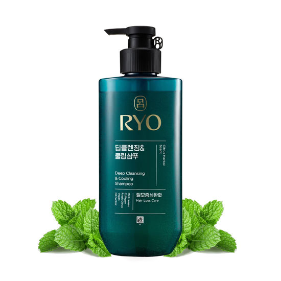 Picture of RYO Scalp Deep Cleansing Shampoo with Korean Ginseng & Caffeine - Cooling and Refreshing for Oily Hair, Hair Loss Care, Anti-Dandruff, Sebum Control, 16.2 Fl Oz.