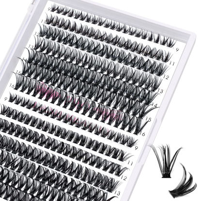 Picture of 280 Pcs Individual Lashes 40D+50D Mixed Lash Clusters 14 Rows Cluster Lashes that Look Like Eyelash Extensions DIY Lash Extension Self Application At Home (40+50-C-9-16mix)