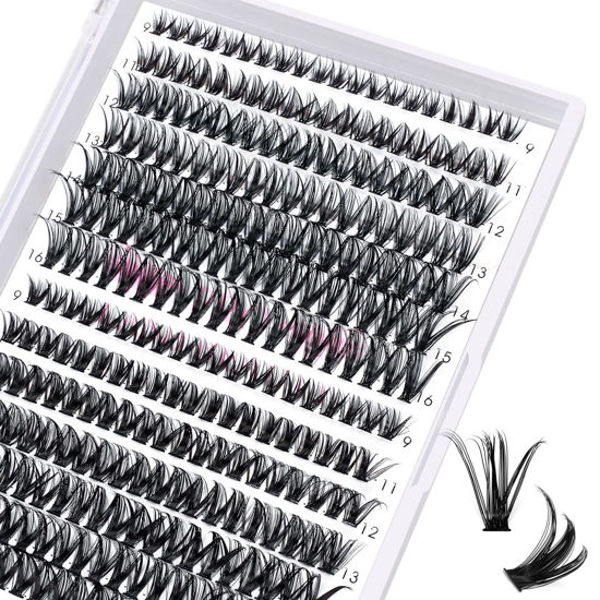 Picture of 280 Pcs Individual Lashes 40D+50D Mixed Lash Clusters 14 Rows Cluster Lashes that Look Like Eyelash Extensions DIY Lash Extension Self Application At Home (40+50-C-9-16mix)