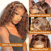 Picture of HIRIREMY Ombre Highlight Deep Wave Curly Bob Wigs Human Hair Pre Plucked Wear And Go Glueless 13x4 Hd Honey Blonde Highlight Lace Front Wig Human Hair For Black Women Wet And Wavy 4/27 14 Inch