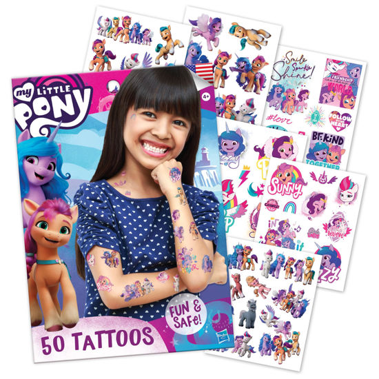 Picture of Savvi - 50 My Little Pony Temporary Tattoos: Skin-Safe Ink, Great for Birthday Parties, Gifts for Boys and Girls Ages 4-12+, Made in the USA [6 sheets, 50 count]