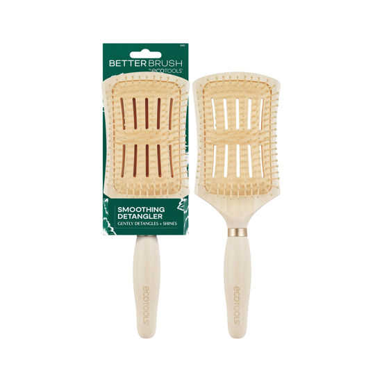 Picture of EcoTools Smoothing Detangler Hairbrush, Brush For Wet Or Dry Hair, Pain-Free Detangling, Style & Smooth Hair, Heat Resistant Brush, Renewable Bamboo & Flexible Bristles, Vegan & Cruelty-Free, 1 Count