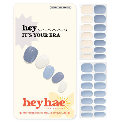 Picture of Heyhae Semi Cured Gel Nail Strips | Sun Cured Gel Nail Wraps No LED Lamp Needed Easy Apply & Remove | Includes 28 strips, 1 Prep Pad, 1 Nail File & 1 Wooden Stick - Hey, It's Your Era
