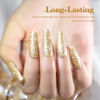 Picture of RARJSM Reflective Glitter Gel Polish Champagne Gold Holographic Gel Nail Polish Rainbow Iridescent Shimmer Pigment LED UV Soak Off Sparkle Diamond Gel Polish Nail Art Manicure Salon DIY at Home 1pcs