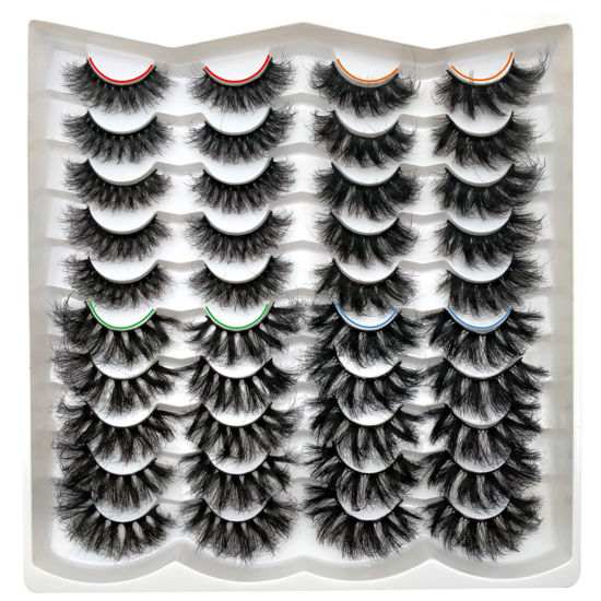 Picture of Fluffy Mink Lashes 20 Pairs Dramatic Thick Long 5D False Eyelashes 20mm 4 Styles D Curl Fake Eyelashes Pack, by Kmilro