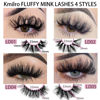 Picture of Fluffy Mink Lashes 20 Pairs Dramatic Thick Long 5D False Eyelashes 20mm 4 Styles D Curl Fake Eyelashes Pack, by Kmilro