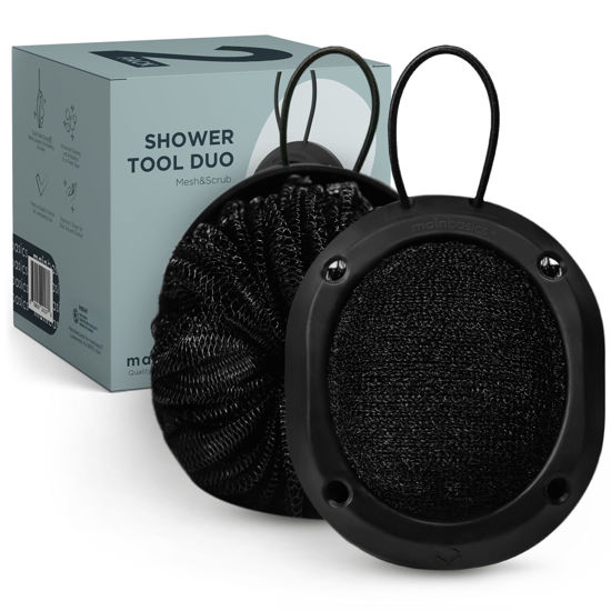 Picture of MainBasics Shower Tool Duo 2-1 Shower Loofah Sponge and Exfoliating Body Scrubber (2 Pack)
