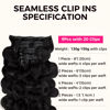 Picture of Lashey Seamless Clip in Hair Extensions Human Hair 130g 9pcs 16 Inch Body Wave #1 Jet Black Clip in Hair Extensions for Women Natural Hair Extensions
