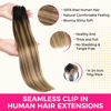 Picture of Lashey Seamless Hair Extensions Real Human Hair Clip ins 16 Inch 7pcs 110g Ombre Balayage Ash Brown to Honey Blonde with Dark Roots Hair Extensions Human Hair Straight Natural Hair for Women