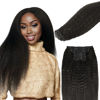 Picture of Lashey Clip in Hair Extensions 9pcs 130g Kinky Straight Human Hair Clip in Extensions 14 Inch #1B Natural Black Ultra Thin PU Hair Extension for Women