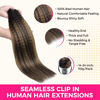 Picture of Lashey Seamless Clip in Hair Extensions Human Hair 110g 7pcs Kinky Straight Natural Black Mixed Chestnut Brown Clip in Hair Extensions for Black Women 24 Inch Human Hair Clip in Extensions