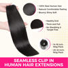 Picture of Lashey Yaki Straight Seamless Clip in Hair Extensions Human Hair 130g 9pcs 18 Inch Natural Black Clip in Hair Extensions for Women PU Clip ins with Invise Edge