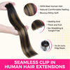 Picture of Lashey Seamless Clip in Real Hair Extensions 110g 7pcs Light Yaki Clip in Natural Black Mixed Chestnut Brown Hair Extensions 24 Inch Long Seamless Clip in Hair Extensions for Black Women