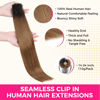 Picture of Lashey Seamless Clip in Hair Extensions Human Hair Ombre Natural Black to Medium Auburn Yaki Straight Clip in Hair Extensions with PU Soft Invisi Edge 110g 7pcs 16 Inch Hair Extensions