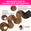 Picture of Lashey Seamless Hair Extensions Real Human Hair 110g 7pcs Body Wave Clip in Hair Extensions with PU Soft Invisi Edge 16 Inch Ombre Natural Black to Medium Auburn Clip in Hair Extensions Human Hair