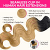Picture of Lashey Seamless Hair Extensions Real Human Hair 110g 7pcs Body Wave 18 Inch Clip in Hair Extensions Human Hair Ombre Natural Black to Honey Blonde Hair Extensions with PU Weft Invisi Edge