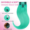 Picture of Lashey Seamless Clip in Hair Extensions Human Hair 4pcs 48g Green Clip in Hair Extensions 20 Inch Straight 100% Remy Human Hair Extensions for Black Women