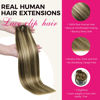 Picture of Lashey Human Hair Extensions Real Clip ins 22 Inch 120g 7pcs Long Straight Hair Balayage Ash Brown to Honey Blonde Clip in Hair Extensions Soft Hair Extensions